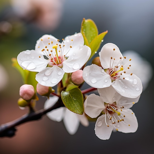 Le poirier fleurit au printemps