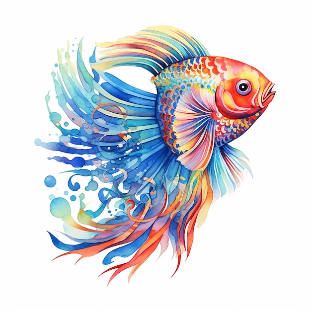 un poisson au design coloré est représenté dans un dessin.