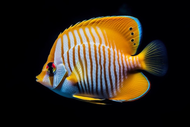 Un poisson avec une bande jaune et un fond noir