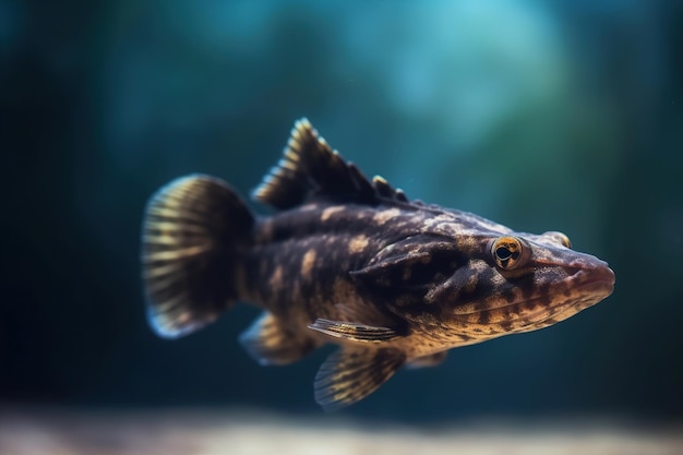 Un poisson avec une bande noire sur la queue nage dans un aquarium