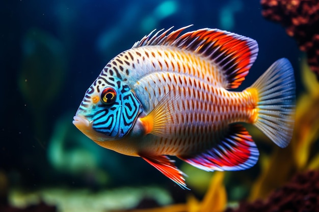 Le poisson de beauté sous-marin nageant dans un récif coloré généré