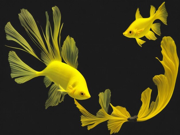 Poisson bêta jaune sur fond noir ai généré