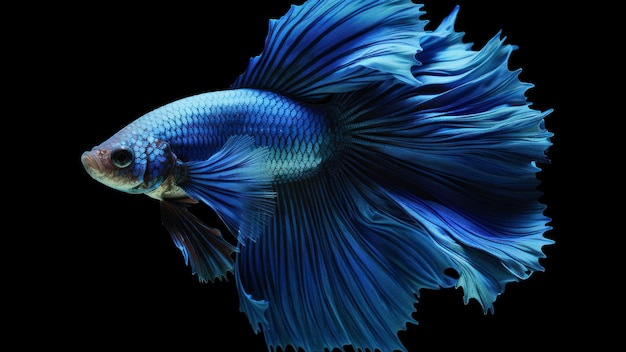 Un poisson betta bleu avec un fond noir