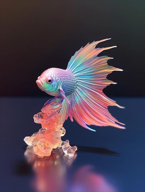 Un poisson betta en cristal irisé Photo générée par IA