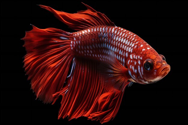 Photo poisson betta siamois rouge illustration numérique créative animaux vie marine