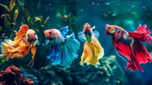 Un poisson betta vibrant nageant dans un aquarium