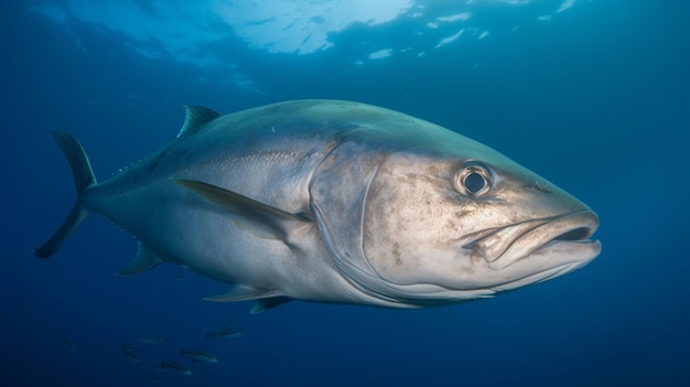 Un poisson bleu dans l'océan