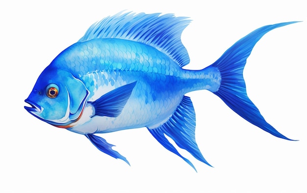 Poisson bleu sur fond blanc