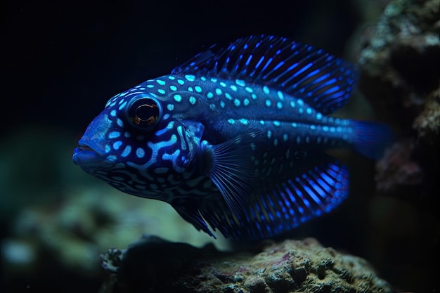 Poisson bleu de récif La vie dans un récif corallien IA générative