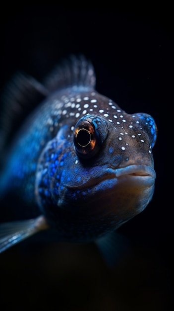 Un poisson bleu avec des taches blanches et des taches bleues