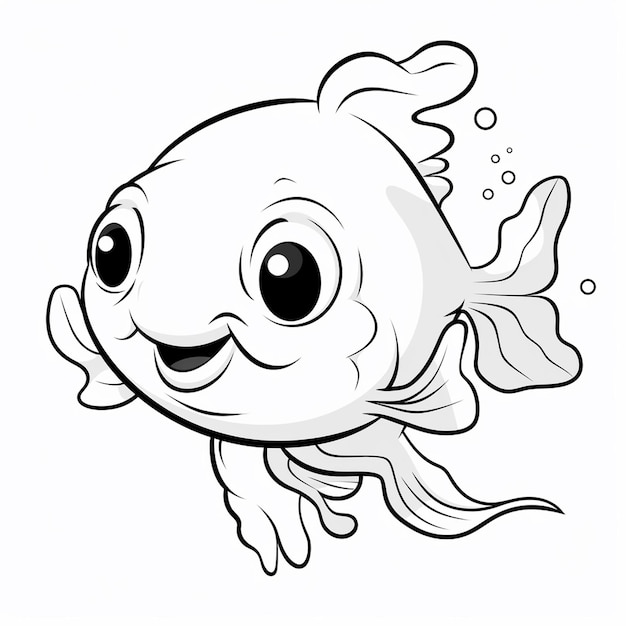 Photo le poisson blob est un dessin plat mignon, un ange mignon et un livre à colorier kawaii.