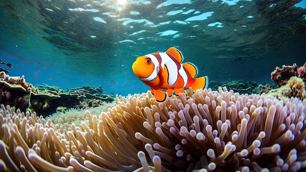 Photo poisson-clown dans l'océan généré par l'ia