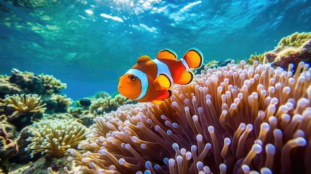 Photo poisson-clown dans l'océan généré par l'ia