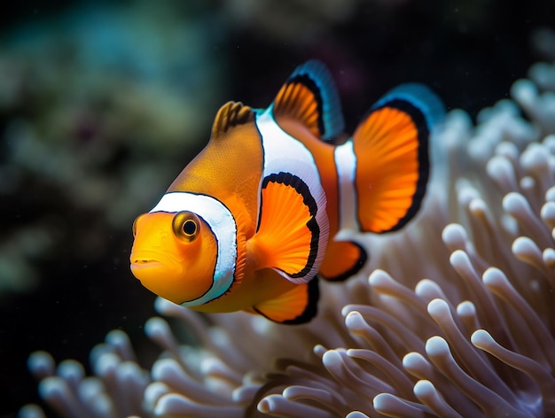 Un poisson clown nage dans une anémone de mer