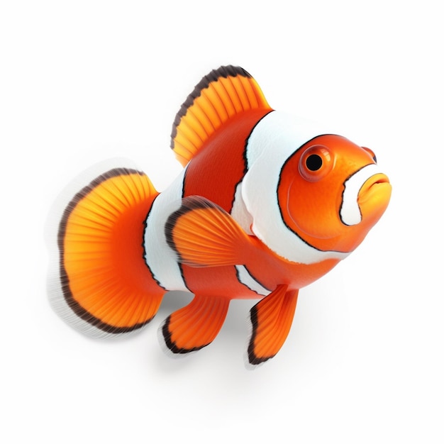 Photo poisson-clown à rayures blanches et orange sur le corps et à nageoires orange
