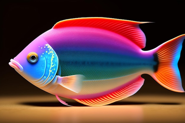 Photo un poisson coloré avec un fond coloré