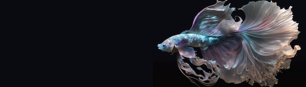 Un poisson de combat coloré représenté sur un fond noir dans un style fantastique AI générative