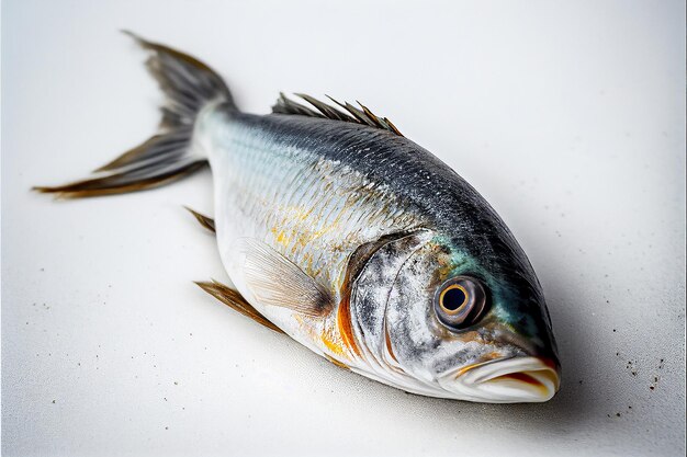 poisson cru sur fond blanc