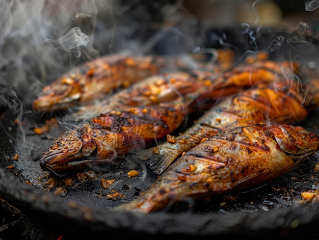 Poisson cuit sur une grille macro shooting