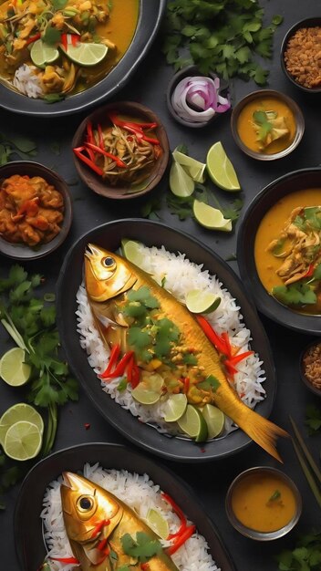 Poisson curry cuit à la vapeur thaïlandais