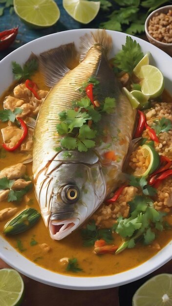 Poisson curry cuit à la vapeur thaïlandais