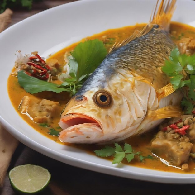 Poisson curry cuit à la vapeur thaïlandais