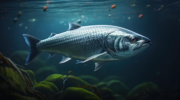 un poisson dans un aquarium avec un poisson en arrière-plan