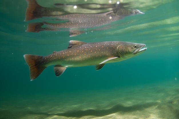 Un poisson dans l'eau avec un poisson en arrière-plan