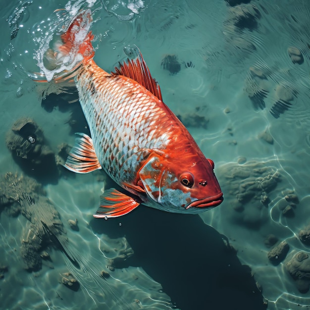 Poisson dans la mer vue de haut réaliste