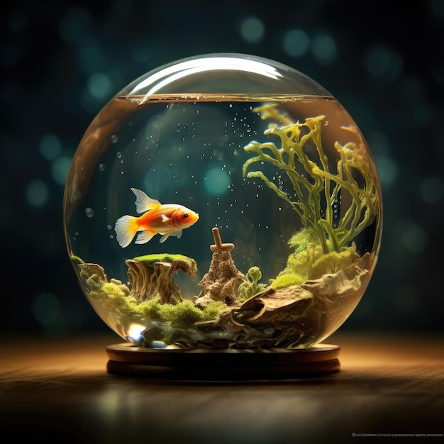 Poisson dans un petit aquarium Image générée par l'IA