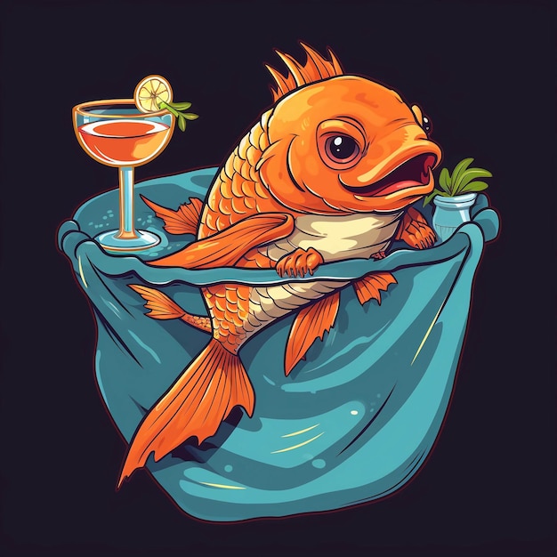 Photo poisson dans un verre de vin image drôle