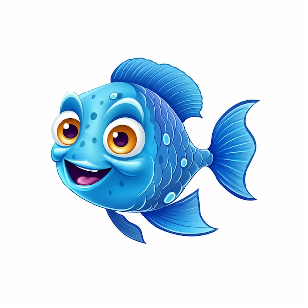 poisson de dessin animé avec de grands yeux et un sourire sur son visage