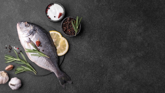 Poisson de dorade fraîche minimaliste