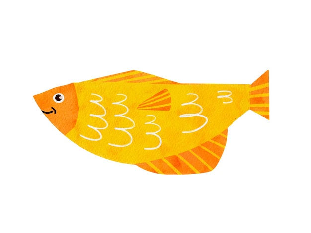 poisson doré isolé sur fond blanc illustration d'aquarium pour enfants dans un style plat