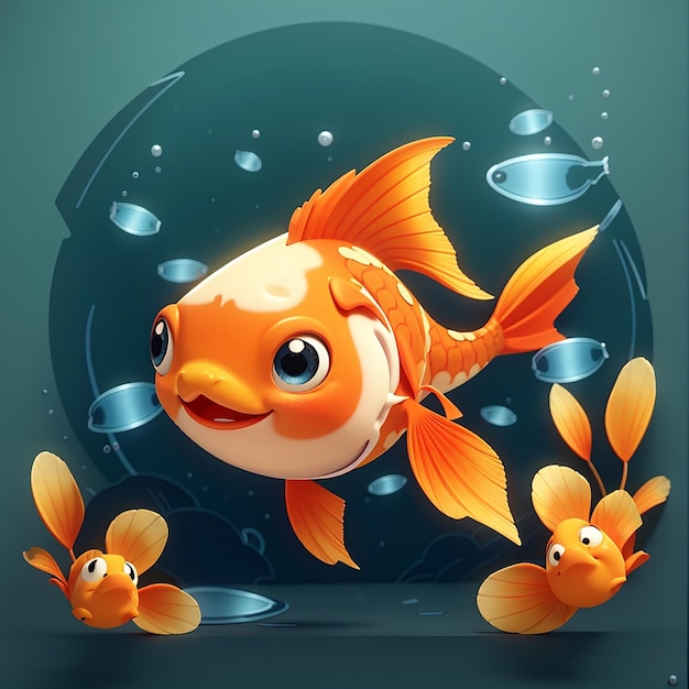 Un poisson doré mignon nageant, une illustration de l'icône vectorielle du dessin animé, un concept d'icône de la nature animale, un plan isolé.