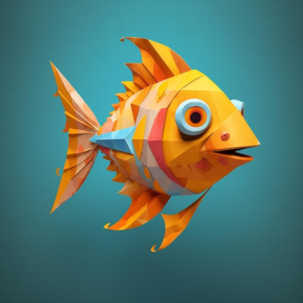 un poisson fait de papier avec un dessin coloré dessus