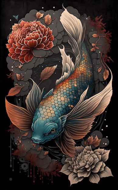 Un poisson avec une fleur dessus