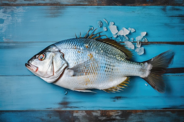 Poisson frais avec des glaçons