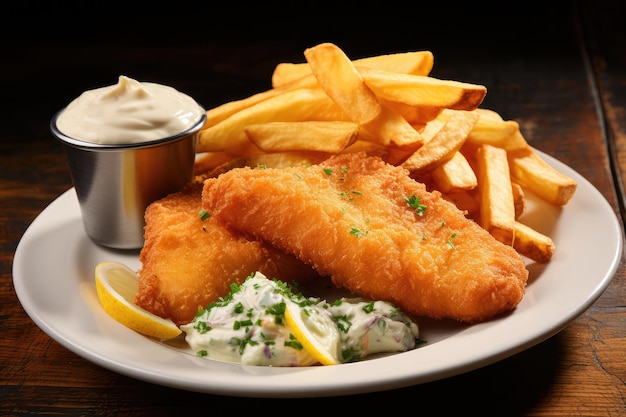 Poisson frit croustillant et frites épaisses