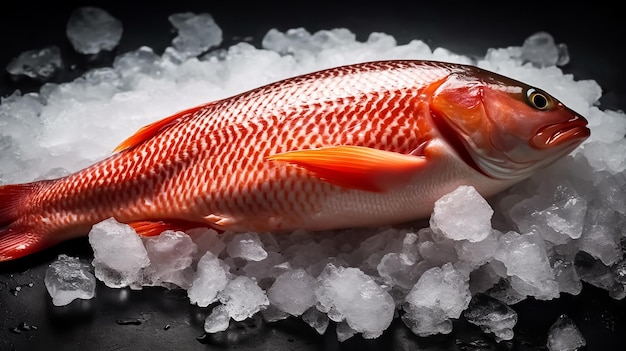 Un poisson sur glace avec de la glace dessus