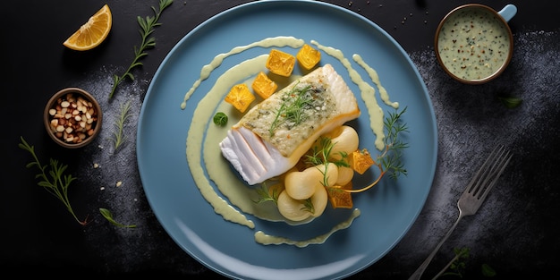 Poisson grillé sur une assiette