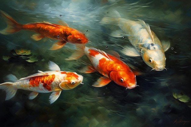 « Poisson koi dans l'eau » par jrr