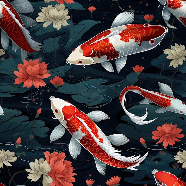 Photo le poisson koi à motif sans couture