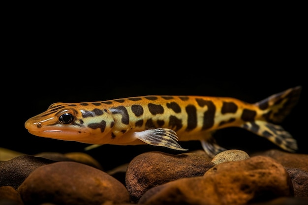 Un poisson koi avec des taches noires sur la tête