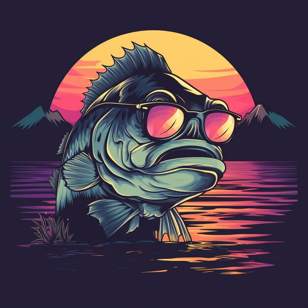 Photo un poisson avec des lunettes de soleil et un poisson dans l'eau.