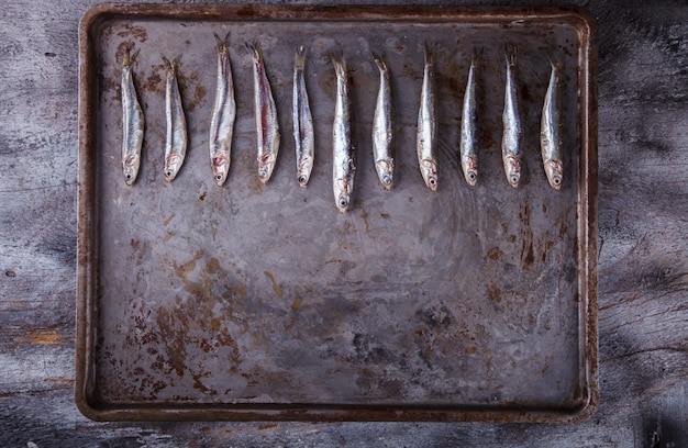 Poisson marin frais aux anchois. Nourriture de fête d&#39;été