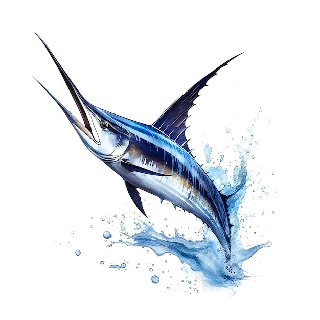 Poisson marlin bleu sautant hors de l'eau