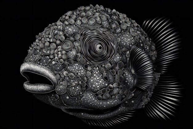 Photo poisson en métal sur fond noir