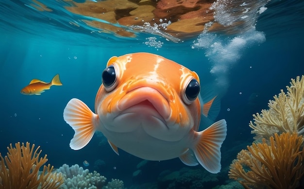 Poisson mignon réaliste sous l'eau