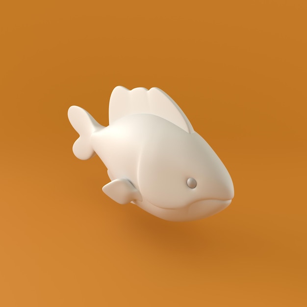 Poisson monochrome sur fond orange rendu 3d